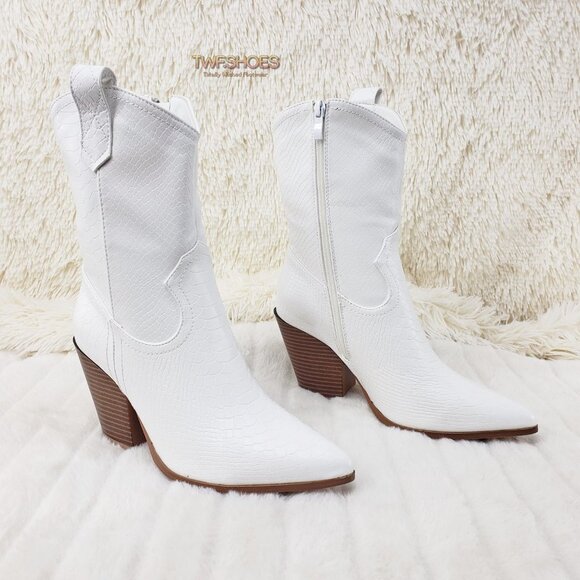 Mata Shoes - White Western Cowboy Cowgirl Ankle Boots Slayer